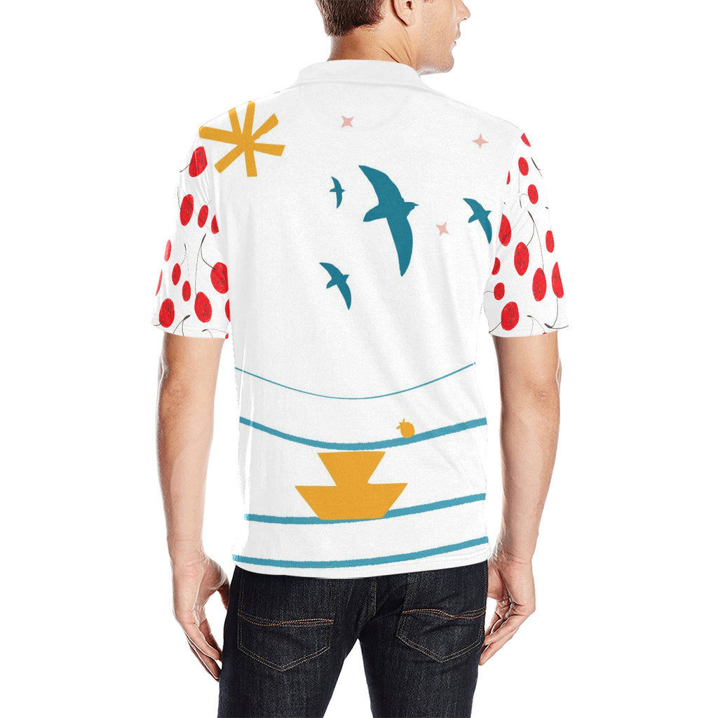 Men's All Over Print Polo Shirt (T55)