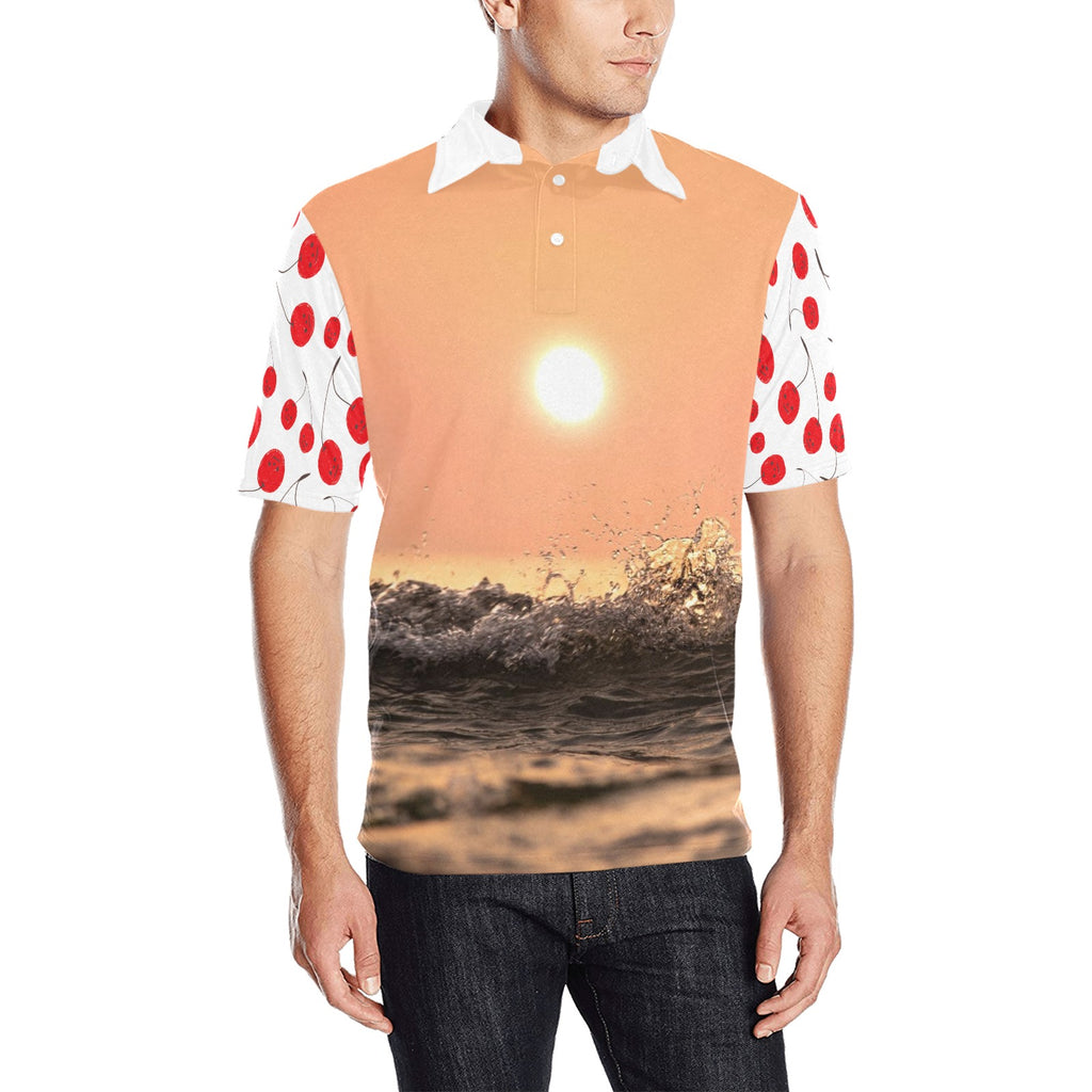 Men's All Over Print Polo Shirt (T55)